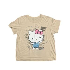 Hello Kitty Beige T-Shirt with Pink and Blue Accents
